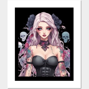 Ethereal Despair Heart of an Emo Goth Anime Girl Posters and Art